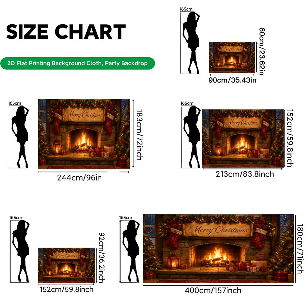 1Pcs Cozy Fireplace Stacked Gifts Holiday Decoration Background Winter Backdrop Decorations For Photo Studio Photo Booth Party