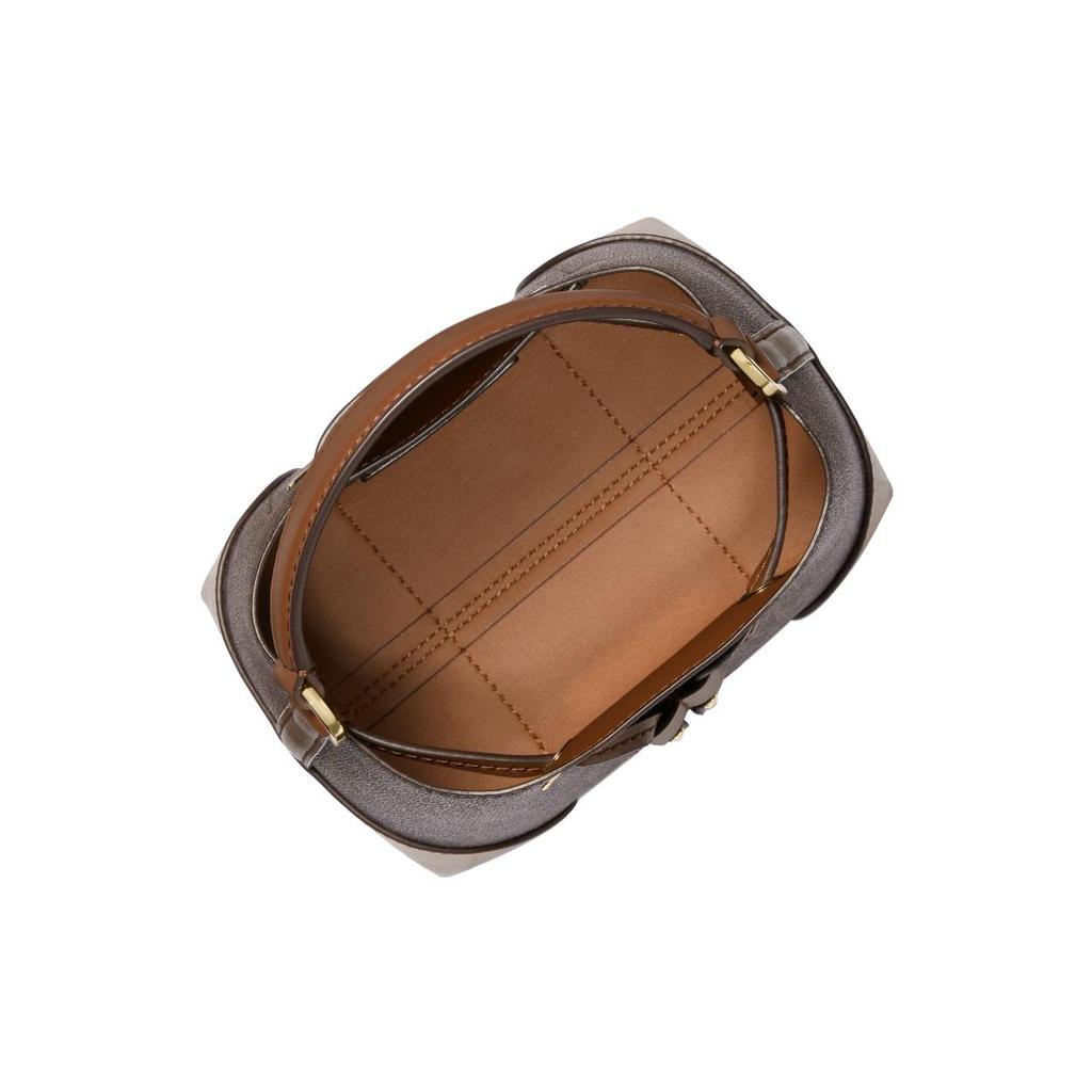 New MICHAEL KORS Mercer Coated Canvas Bucket Bags Shoulder Bag Crossbody Bag Small Size Women's Dark Brown & Light Brown 35F2GM9M1B-BROWN