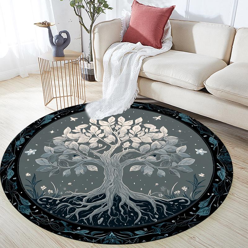 

Tree of Life pattern round rug,Carpet Rug for Living Room Bedroom Sofa Playroom Decor,Non-slip Floor Mat,Holiday Gifts and Birthday Gifts. 80cmx80cm