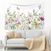 Wildflowers Vertical Wall Hanging, Illustrative Reference Chart Tapestry With Word, Beige White Vintage Tarot Flag Straight