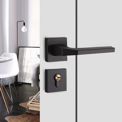 Black Square Internal Door Handle Set Passage Door Handle Set Lock Aluminum Alloy Door Handles Wooden Door Lock Handle