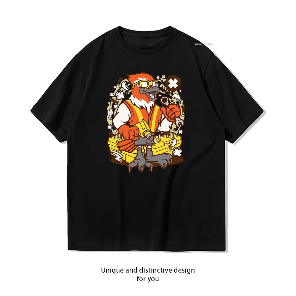 

GizmoGrip Bird Mechanic cotton T shirt Unisex Adult couple streetwealtops tee Short sleev Casual S
