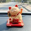 Mini Fortune Cat Figurine Solar Powered Waving Hand Cat Ornaments  Car Decor