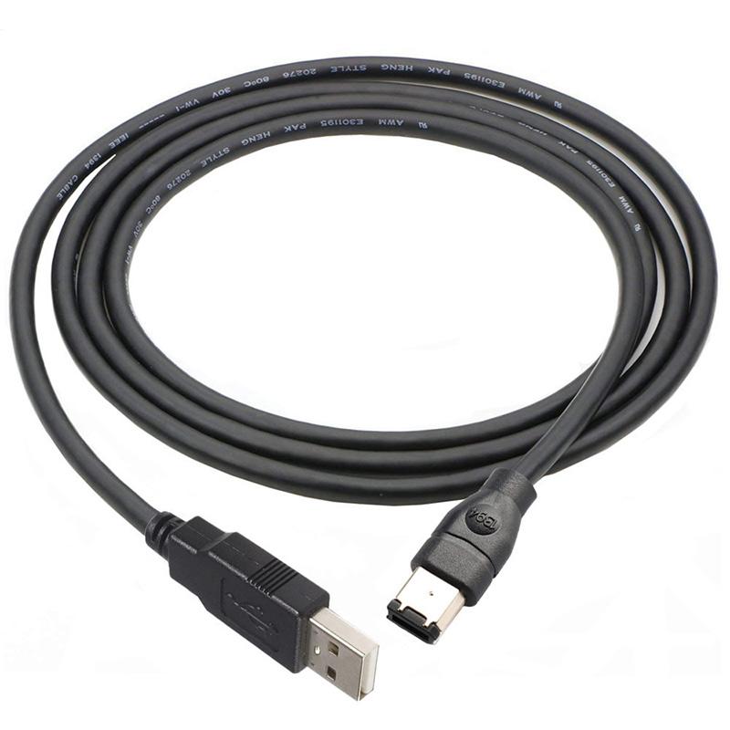 

JUNSUNMAY 1.8m Firewire IEEE 1394 6 Pin Male to USB 2.0 Male Adapter Converter Cable As Shown A