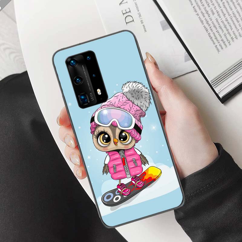 New Cute Owl Hearts Lover Christmas Phone Case For Huawei Mate 40 30 20 Pro 10 Pro Huawei P50 P40 P30 Lite P20 P10 Lite Cover