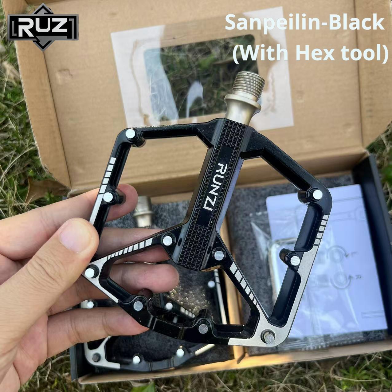 3 Bearing Bike Pedal Ultralight Aluminum Alloy MTB Road Bicycle Pedal Widen Anti-slip Cycling Pedal Bike Accessories Double DU Black
