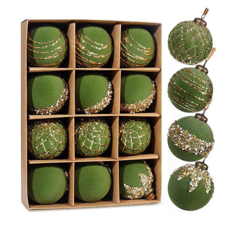 Painted Plastic Christmas Tree Ornaments Set - 8cm Balls Available in 9pcs or 12pcs