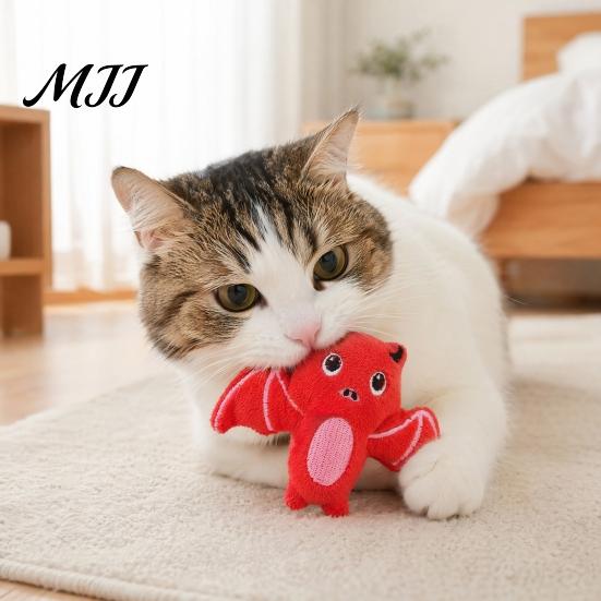 Scratch Resistant Cat Toy Halloween Pumpkin Catnip for Cats, Plush Bat Ghost Spider Kicker with Embroidered Bell, Durable Chewing Play Kittens, Stress