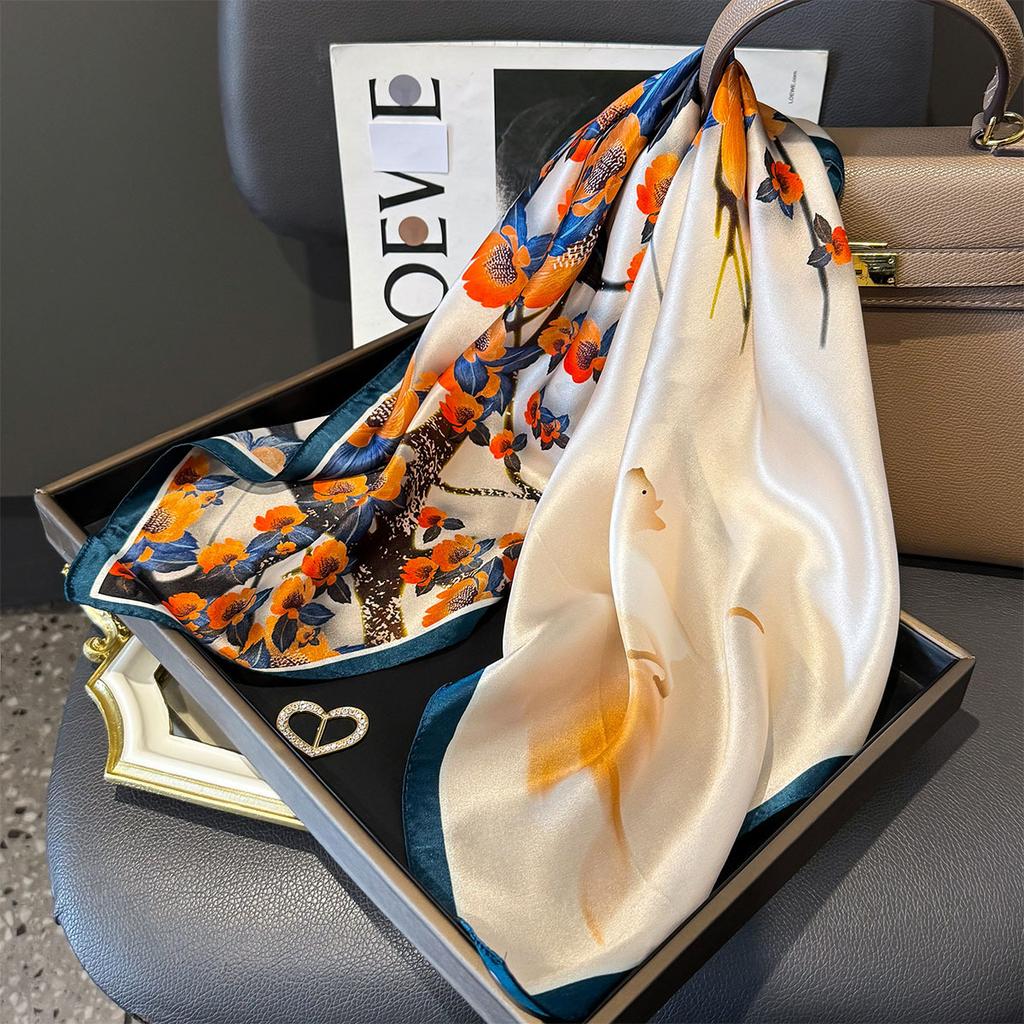 100% Pure Silk Scarf Women Neck Hair Headband Poncho Pashmina Foulard Female Bandana Scarves Hijab Shawl Square Headkerchief