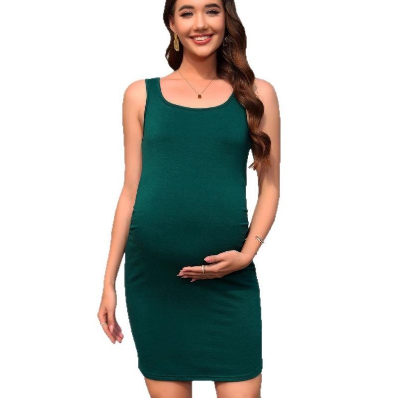 

Женское летнее длинное платье-майка без рукавов с круглым вырезом XXL темно-зеленого
