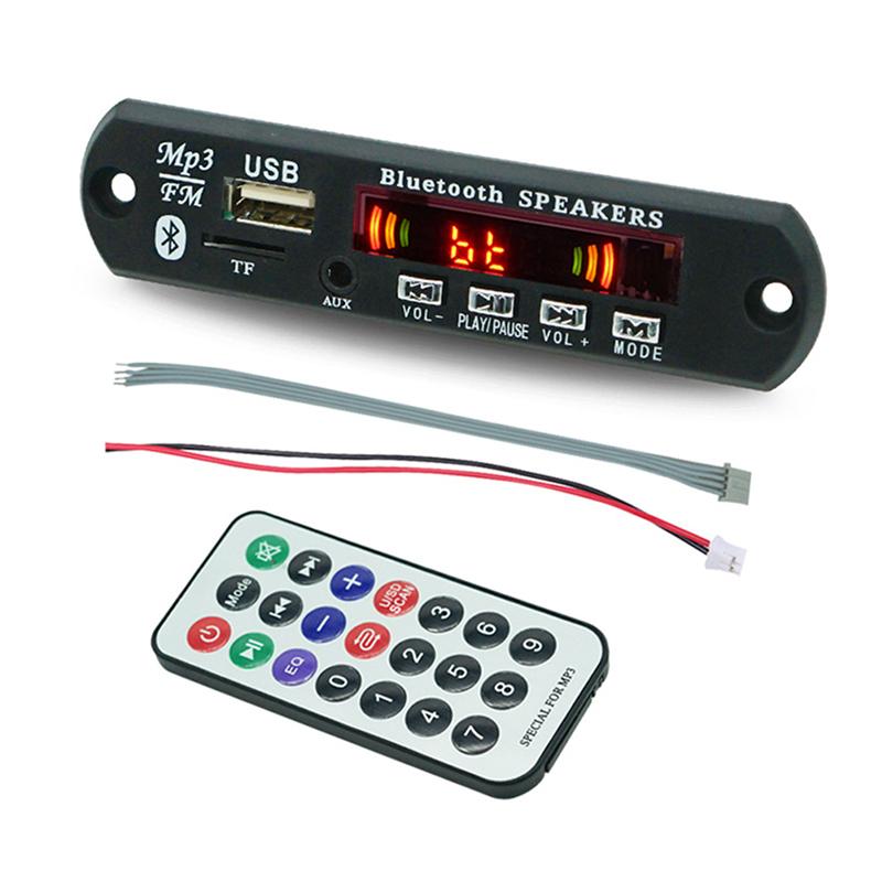 

Беспроводная Bluetooth 5.0 9В-12В плата декодера Mp3 Wma Автомобильное аудио USB TF FM радио модуль Цветной экран MP3-плеер с пультом дистанционного управления