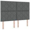 LED Box Spring Bed with Headboard Dark Gray 140 X 190 Cm Fabric