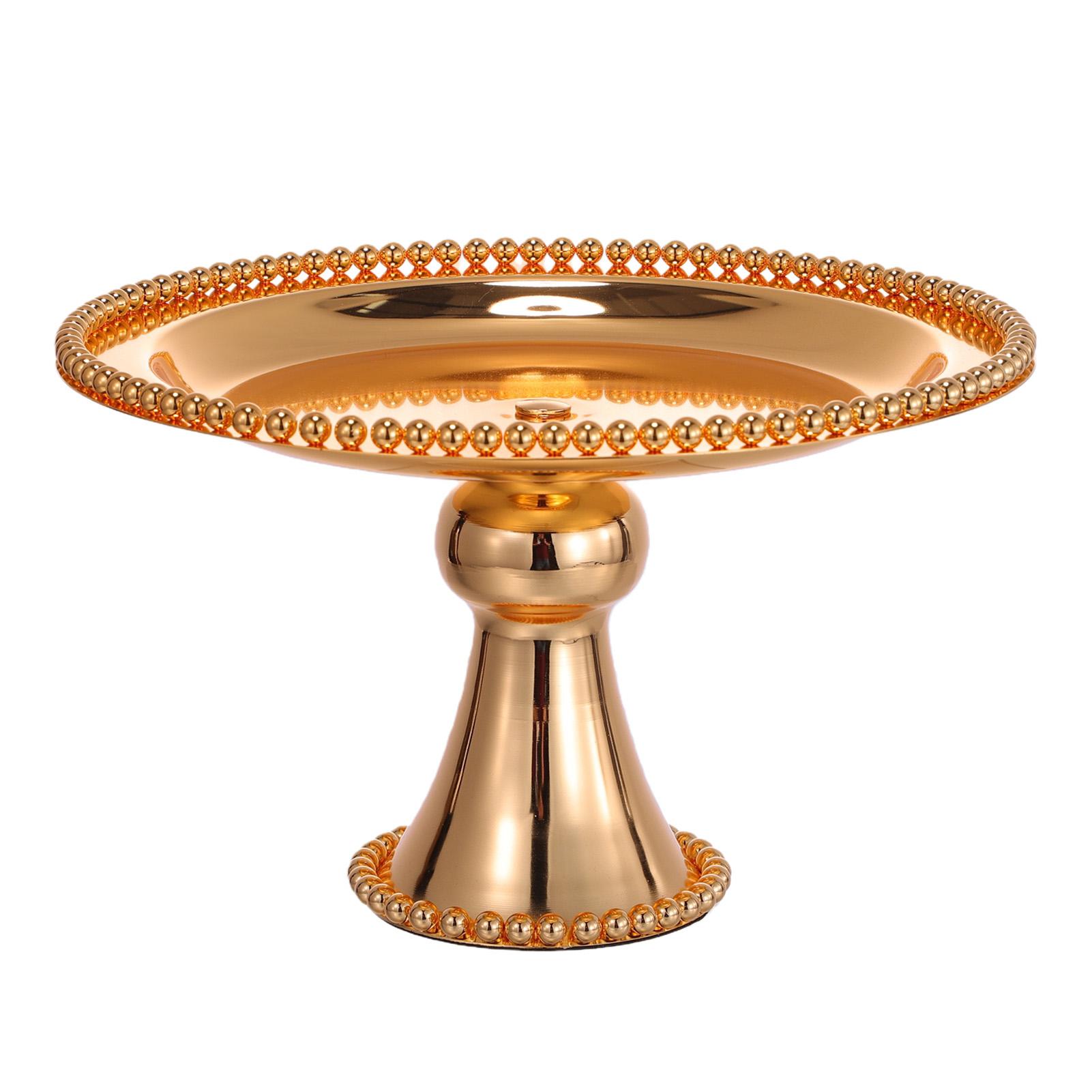 Vintage Cake Stand Decorative Golden Pedestal Footed Dessert Serving Tray for Display