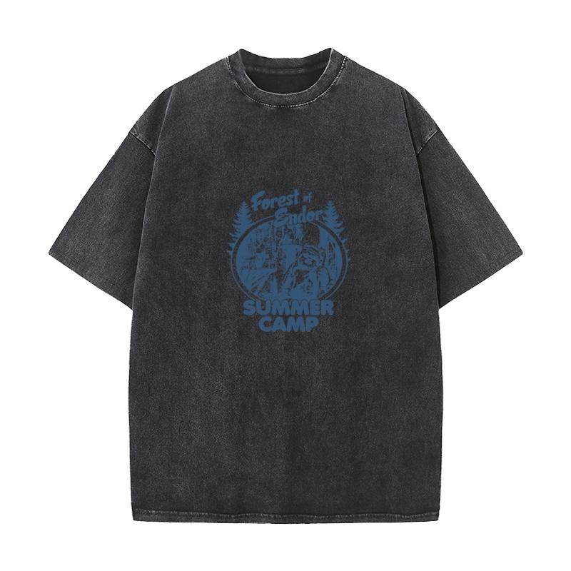 Forest of Endor Summer Camp Normal Father Day Cotton Crew Neck Unisexs Tops Tees Washed Tops T Shirt Funny Washed T Shirt