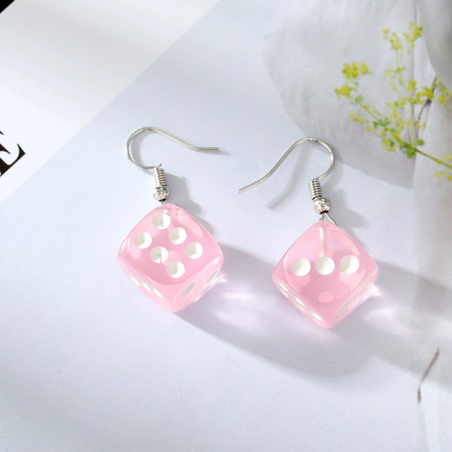 

Creative White Black Dice Resin Acrylic Square Cube Geometric Drop Earrings for Women Personality Party Game Zircon Girl Gift