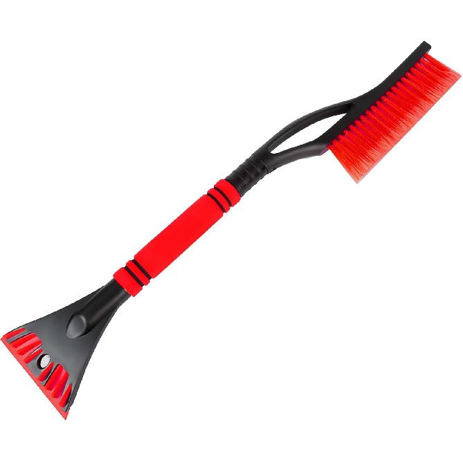 23.6" Snow Brush and Ice Scraper, Extendable Snow Removal Tool with Comfortable Foam Grip, Detachable Ice Brush Scratch-Free Cleaning Tool for Car