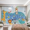2Pcs Modern Simple Cartoon Cute Animals Bear Rabbit Star Ocean Star Boy Children's Room Decor Semi Blackout Curtain Grommet Top