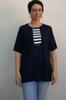 Women's Style Big Size T-Shirt Navy Blue, Navy Blue Color Blocked Combed Cotton Viscose T-Shirt