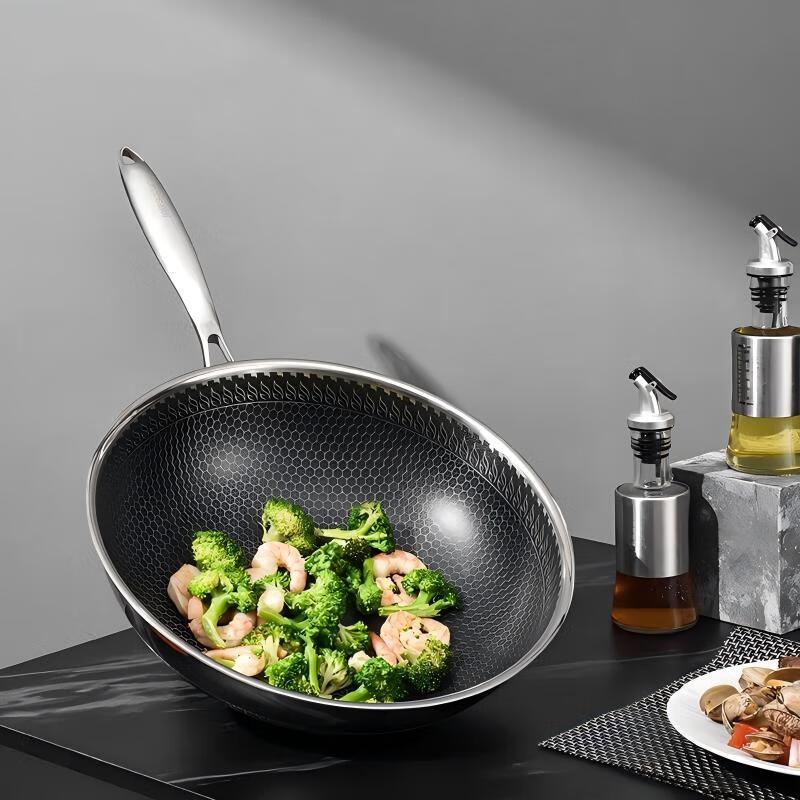 Sacon 32CM 304 Stainless Steel Non-stick Wok