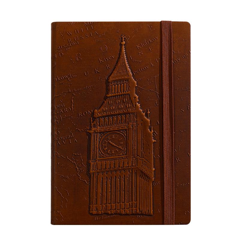 Exclusive Big Ben 3D Embossed A5 Retro Hardcover Planner Notebook with Band Binding