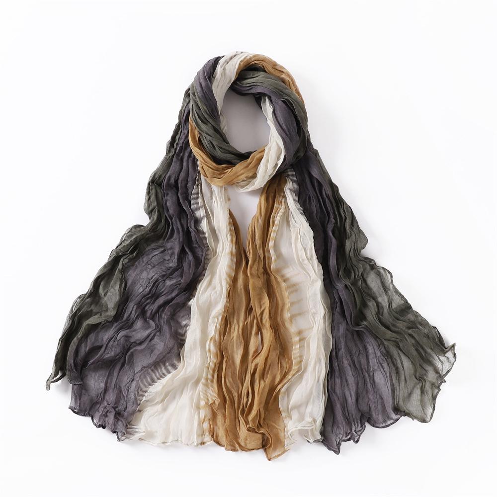 Gradient Voile Crumpled Scarves New Women Scarf Girls Soft Sunscreen Outdoor Breathable Thin Shawl Summer Female Wrap Shawls