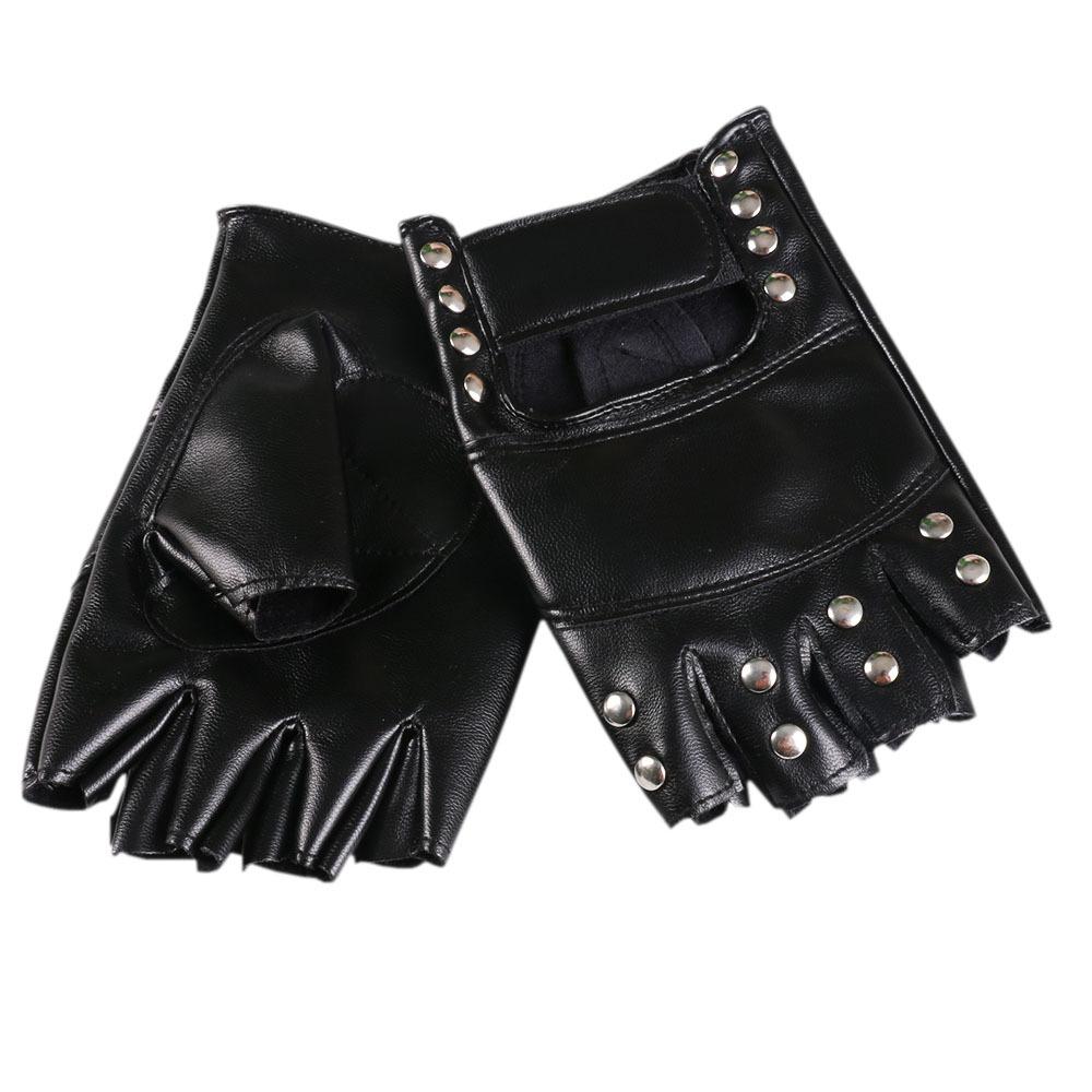 Personalized Rivet Dancing Leather Gloves Half Fingers Bare Fingers Nightclub Performance Ladies Punk Non-mainstream Leather Street Dance Gloves