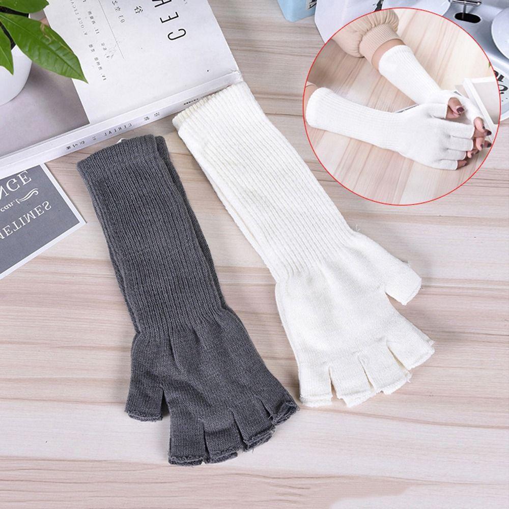 

Color Elbow Outdoors Autumn Long Mittens Half-finger Gloves Warm Hand Accessories Knitted Gloves