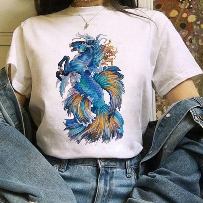 Fox Cartoon Print T Shirt Women Harajuku Casual Funny T Shir Women Clothing Tops Aesthetic Clothes Graphic T Shirts