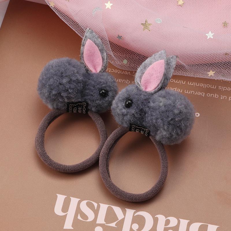 2PCS New Sweet Hair Ball Rabbit Girls Kids Elastic Hair Bands Cute Princess Hair Accessories Children Hair Ties Baby Headwear