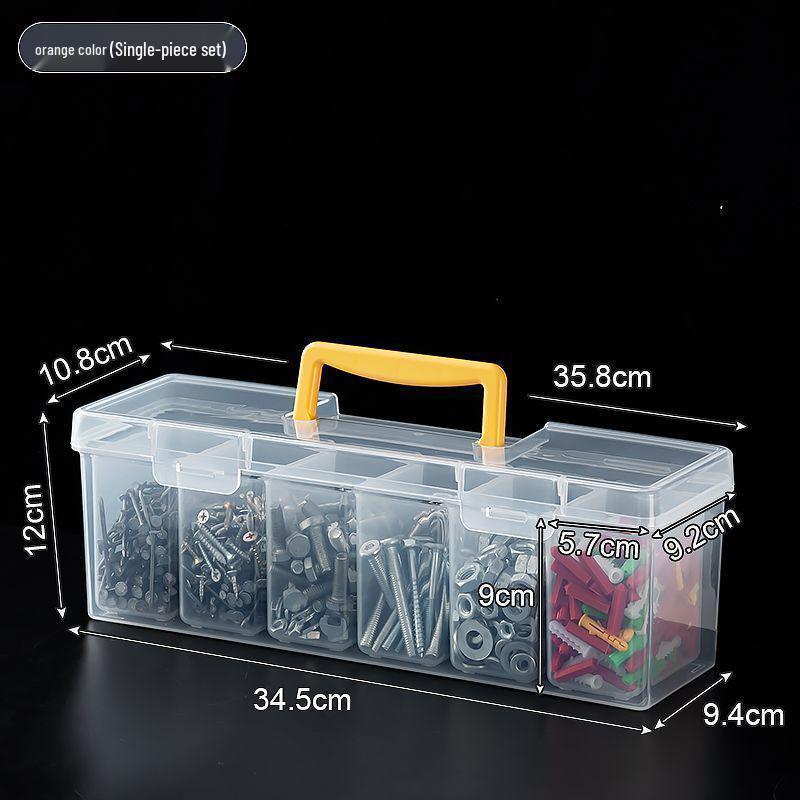 Transparent Divided Parts Storage Box for Hardware, Tools, and Screws - Portable Organizer