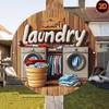 HD Tin Sign Laundry Room Round Metal Wall Art Vintage Washer Farmhouse Decor