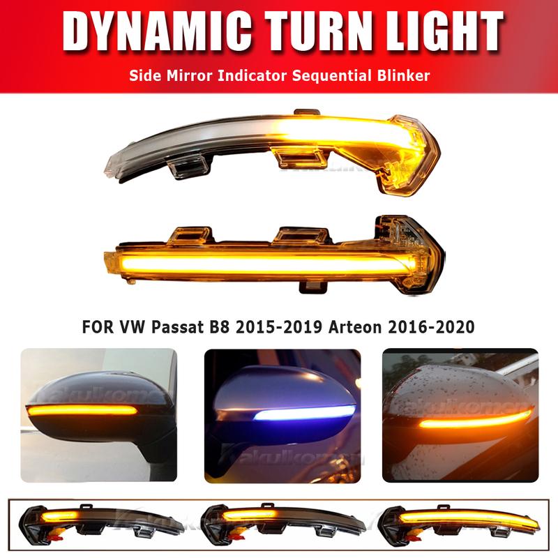 Dynamic Blinker LED Turn Signal For VW Passat B8 Variant Arteon Light Mirror Blue/Yellow/White 2015 2016 2017 2018