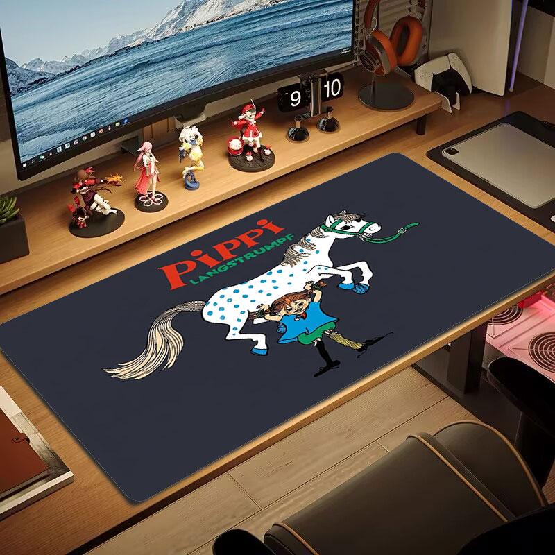 Pippi Longstocking Large Size Mouse Pad Large Gaming Table Cushion Non-slip Laptop Tablet Big Mousepad XXL Mat Mini PC Playmat With Lock Edge