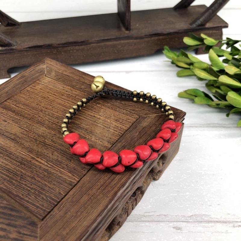 

Винтажный браслет в непальском стиле из нефрита и агата, плетеный ручной работы, браслет с колокольчиком, женственность, универсальные украшения