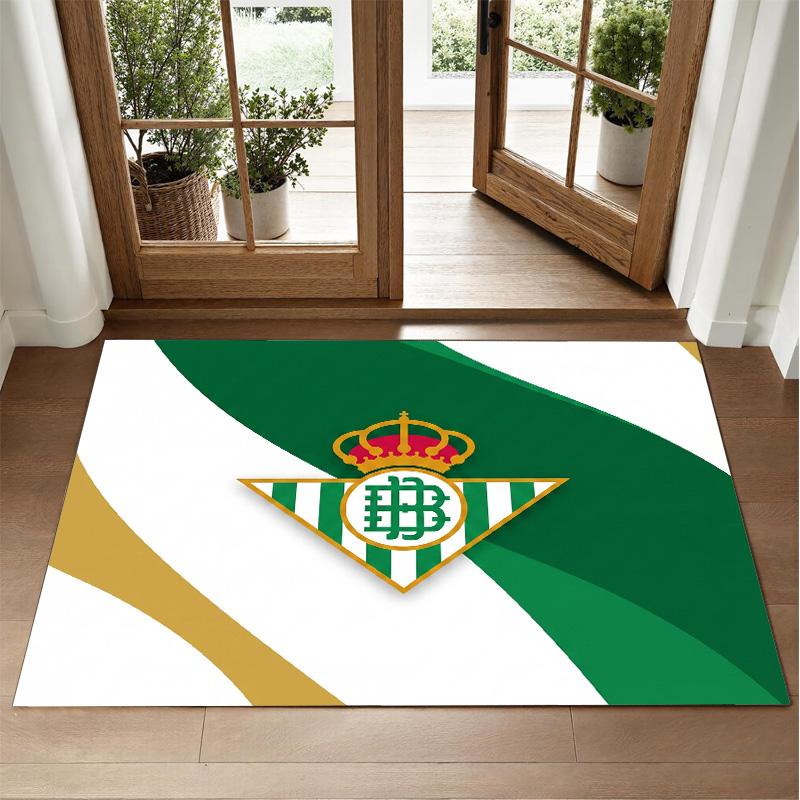 Real Betis Football Design Crystal Velvet Rug Soft Decorative Mat for Bedroom Entrance
