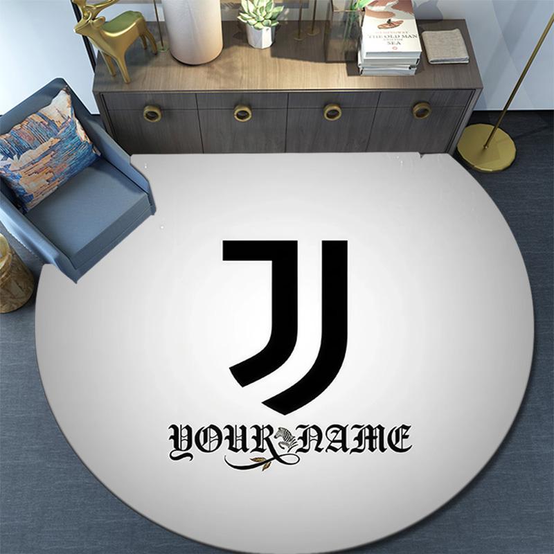 Custom Name Juventus2 Round Area Rug,Carpet Rug for Living Room Bedroom Sofa Playroom Decor,Non-slip Floor Mat