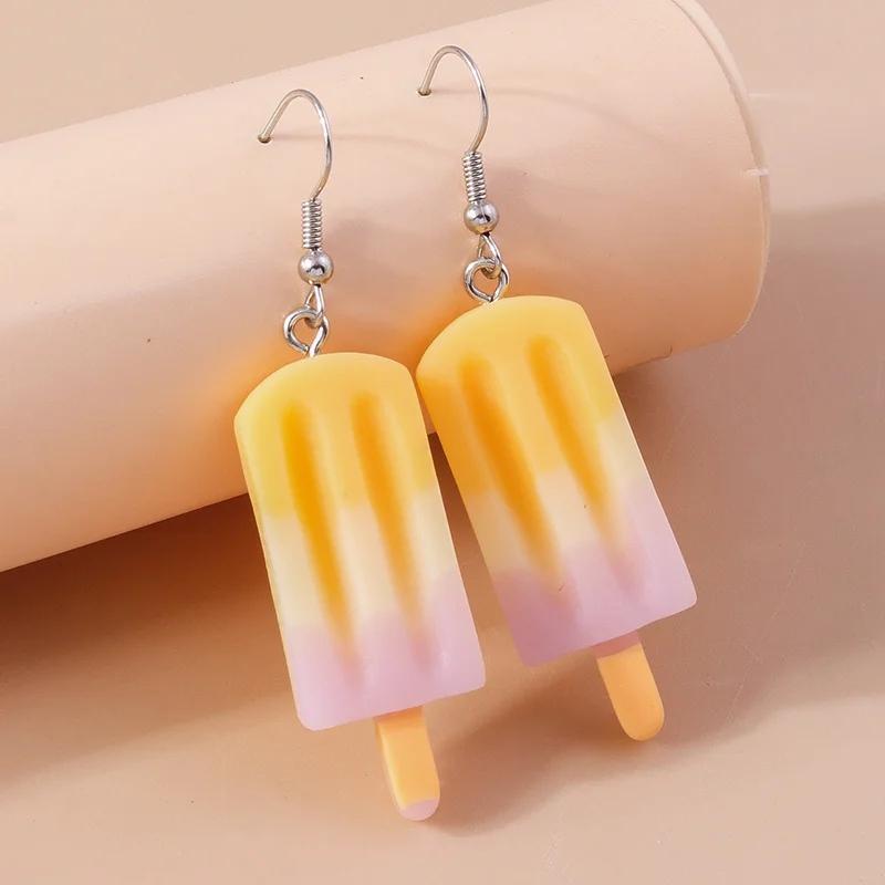 New Cute Resin Simulation Food Earrings for Women 3D Popsicle Ice Cream Drop Earrings Girl Kids Jewelry Gifts