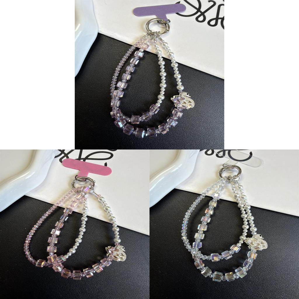 Luxury Water Dazzle Swan Smartphone Lanyard With Double Layer Chain For Women And Men