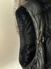 Women's Black Slim-Fit Down Coat with Detachable Fur Collar