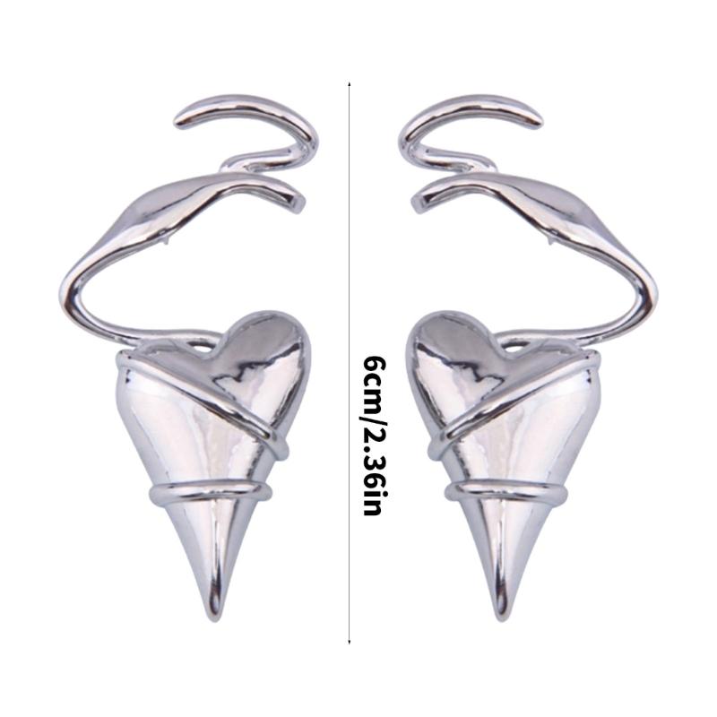 Elegante herzförmige Ohrringe mit gold-/silberfarbenem Draht umwickelt, Ohrschmuck für modebewusste Frauen