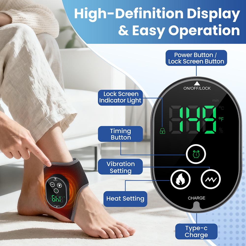 Hot Compress Ankle Massager: Rechargeable Foot & Ankle Joint Relaxation Device
