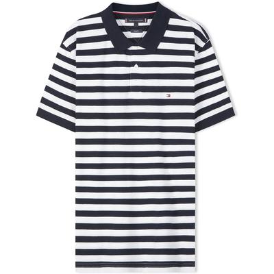Cotton Striped Embroidered Logo Short Sleeve Polo Shirt Men Tops Black White XM0XM023550A4