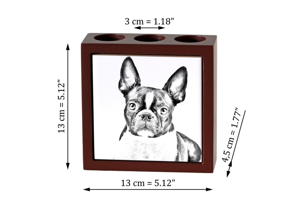 Boston Terrier, American Gentleman – Pen holder with a dog, desk organizer with a print | Art-Dog