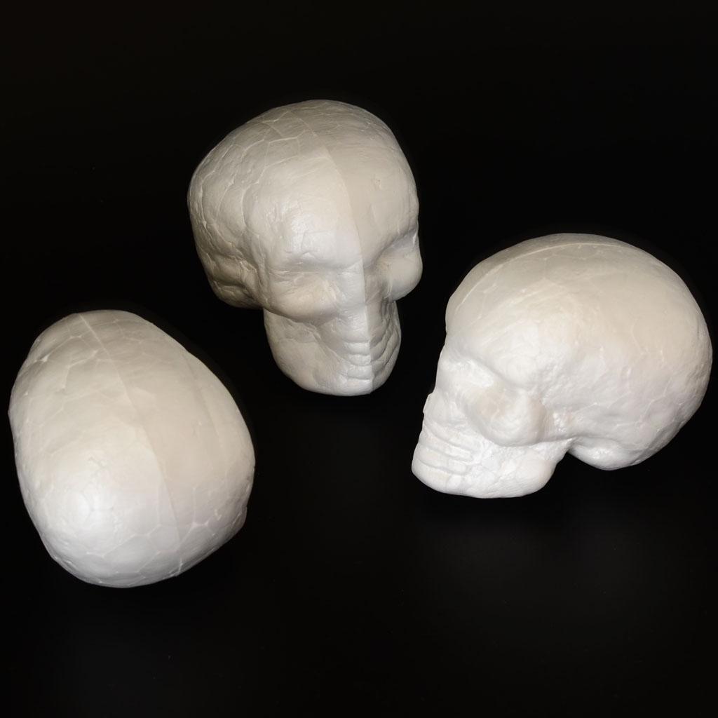 Pěnová lebka s vysokou hustotou pro řemesla Bílý polystyrenový ornament pro DIY Halloweenské dekorace a umělecké projekty