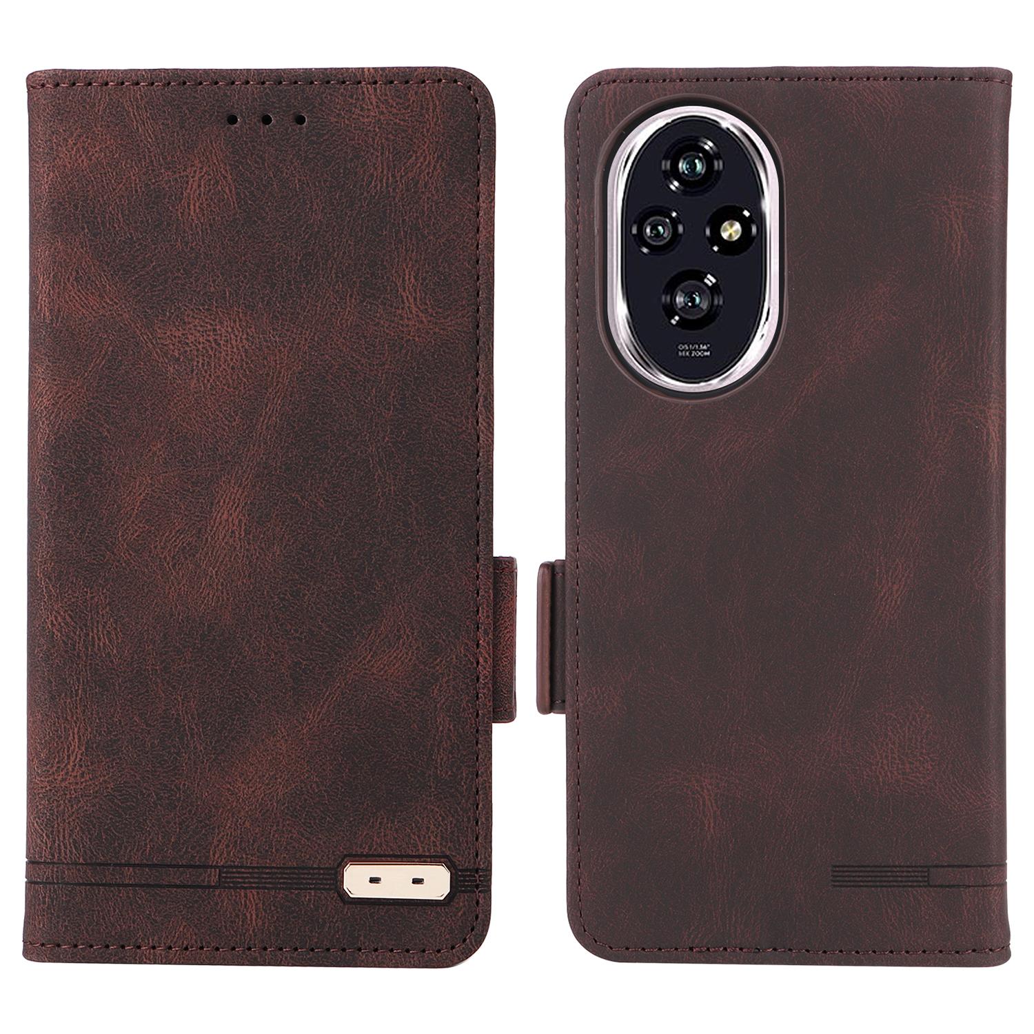 

For Honor 200 5G Case Leather Wallet Flip Phone Cover with Hardware Decor Coffee