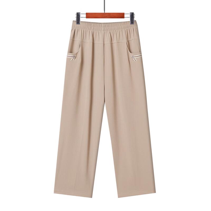YUZHAOLIN Women's Spring/Summer Elastic High-Waist Straight-Leg Pants