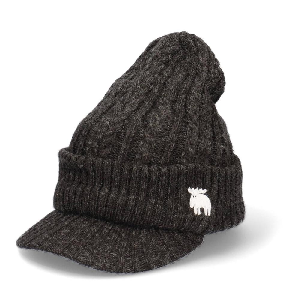 Mozu Cable Visor Knit Cap with Black Brim, Adult,