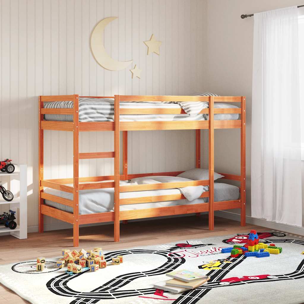 Bunk Bed Wax Brown 90 x 190 cm Solid Pine Wood