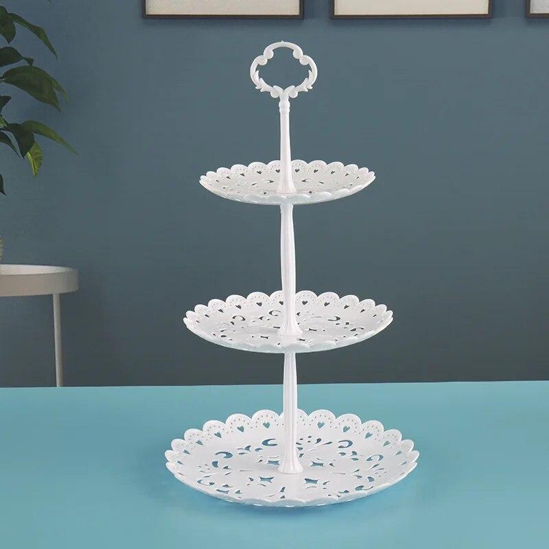 

1 набор подносов для торта, подставка для торта, трехслойный поднос для фруктов, подставка для кексов, креативная подставка для торта, пластиковые сухофрукты 9.44 IN