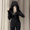 Women's Fashion Hooded Cropped Sweatshirt: Slimming Bodycon Short Top, Versatile Couple's Dopamine Style.